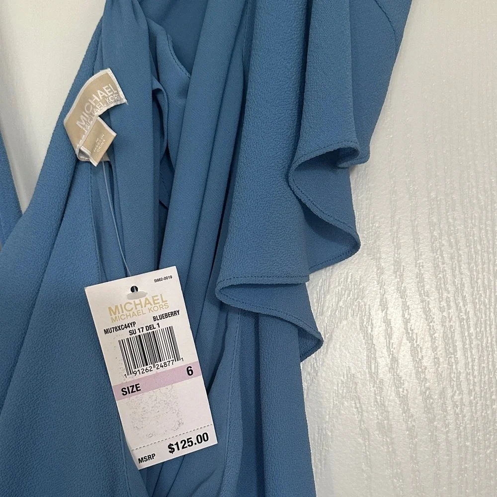 Michael Kors Blue Ruffle Sleeve Dress